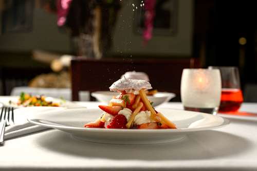 red berries & rhubarb pavlova